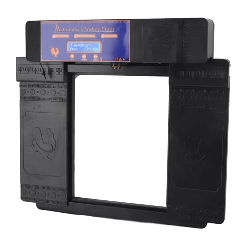 Automatic Chicken Coop Door, Lightweight Durable Solar Powered with Timer and Infrared Anti Pinch Sensor, for Poultry Coop Chicken Duck Goose (Black) - color: Black