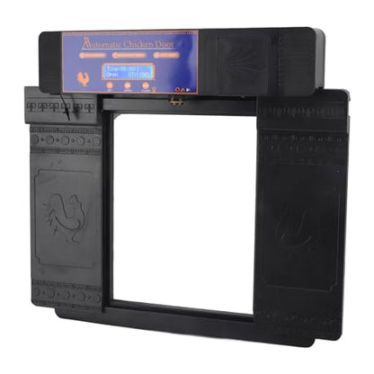 Automatic Chicken Coop Door, Lightweight Durable Solar Powered with Timer and Infrared Anti Pinch Sensor, for Poultry Coop Chicken Duck Goose (Black) - color: Black