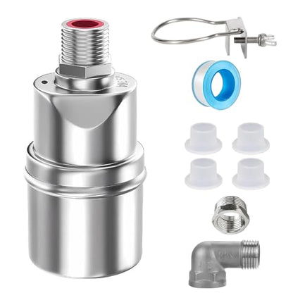 Auto Water Level Control Float Valve 1/2" 3/4" - 304 Stainless Steel, No Pump Needed for Water Tanks, Fish Ponds, Livestock Troughs, Hydroponics, Pool(1 Pack Long) - color: 1 Pack, size: Long