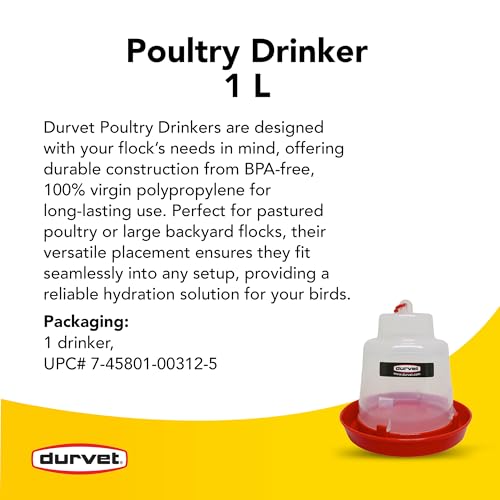 Durvet, Baby Chick Waterer, 1L Poultry Drinker for Chicks and Ducklings