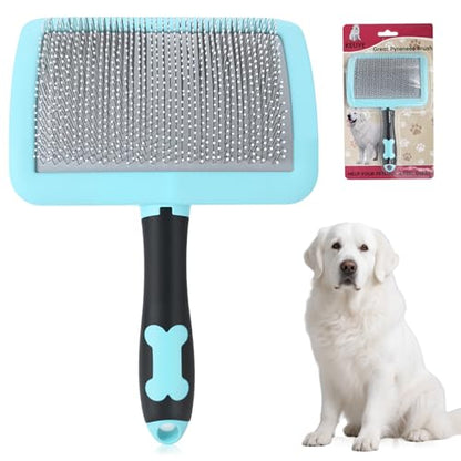 KEUYE Great Pyrenees Brush for De-Shedding and Fluffing Grooming | Dog Brush for Great Pyrenees with Extra Long Pins to Effectively Remove Tangles, Knots and Mats