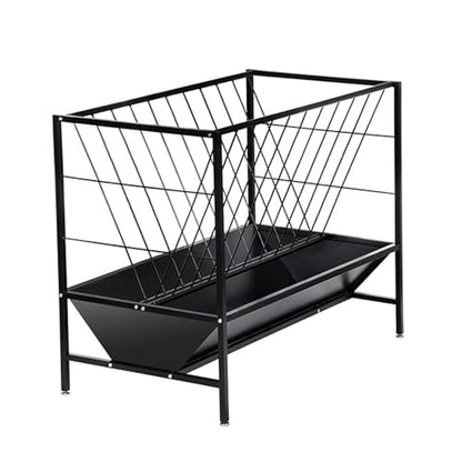 Heavy Duty Galvanized Metal Pasture Feeder 70 Gallon Capacity Dual Use Hay Grain Feeder for Goats Sheep Calves Cows Horses Livestock Feeding Equipment