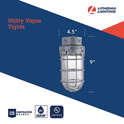 Lithonia Lighting Jelly Jar Light Fixture, Incandescent Utility Vapor Tight Ceiling Lamp, Industrial Style Wall Light for Indoor and Outdoor Use, 150W, 120V, Includes Junction Box, Grey (VC150I M12) - size: 150W Max (Pack of 12), style: Ceiling Mount