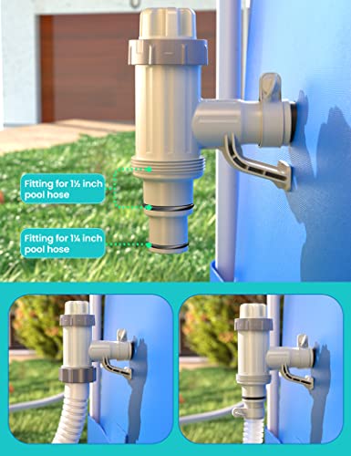 【Patented】 Plunger Valve for Above Ground Swimming Pool, Pool Replacement Parts with On-Off Valve, Pool Hose Adapter and Pool Pipe Holder, Pool Pump Parts, Above Ground Pool Accessories - style: Round Top 1 PACK