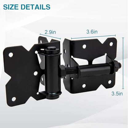 Self Locking Gate Latch and Gate Hinges Set Heavy Duty Hardware Hinges for Vinyl and Wood Fence with Installation Screws and Swing Adjuster Tool Heavy Duty 1 Gate Latch 2 Gate Hinge