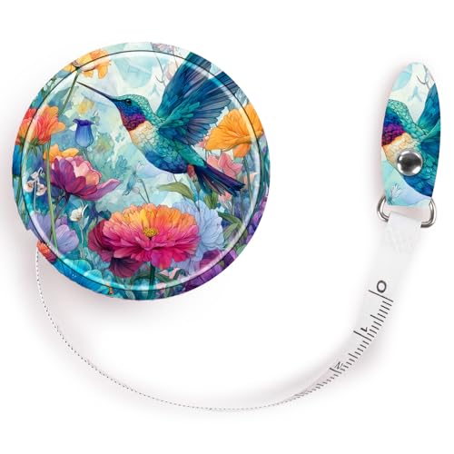 Retractable Mini Tape Measure, Auto-Retract, Premium Leather Tape Measure, Dual-Sided Ruler, Ideal for Fabric Cutting, Body Measurements, and Handicrafts (Hummingbird) - color: Hummingbird