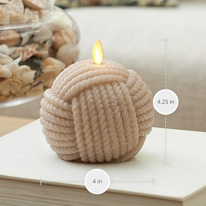 Luminara - Flameless Holiday Crystal Beads Glitter Sphere Candle - Timeless Taupe Rope Ball - Pack of 1-4x4.25 - Auto Timer Built-in 5-Hour Timer - color: Timeless Taupe Rope Ball