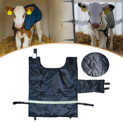 Calf Warm Clothes Blanket Jacket Saver Comfort Oxford Cloth Waterproof Windproof Sturdy Adjustable Suitable for Farmers Cattle Calves Cold Winter, Black - color: black