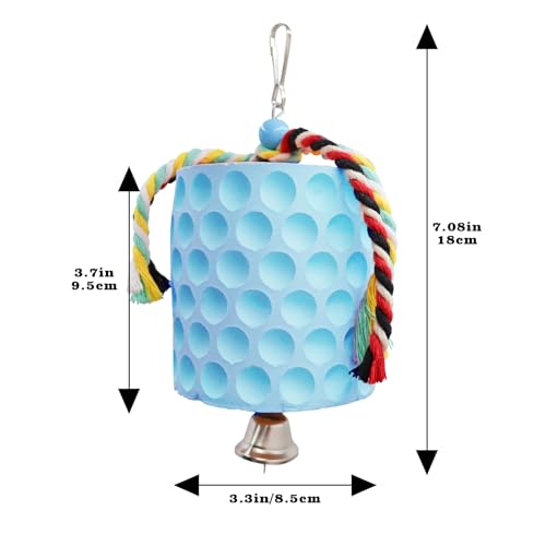 Oooct Large Chicken Chewing Toy, Chick Beak Grinding Calcium Stone with Bells, Chicken Coop Accessories, Cage Toys for Cockatiel Parakeet Parrot Budgies Rat Hamster Rabbit Bunny Blue - color: Blue