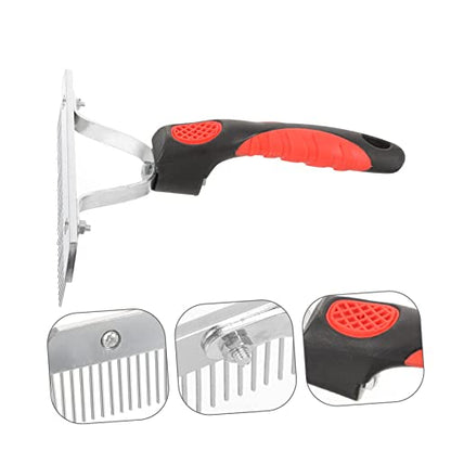 Durable Horse Fur Rake with Rubber Handle Comfortable Metal Tooth Grooming Brush for Shedding and Cleaning Horses Easy Grip Non Slip Design Fits Skin for Gentle Massage and Soil