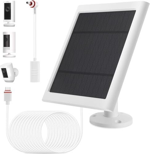 IP65 Solar Panel Outdoor for Ring Cameras (White 1P) Spotlight Cam Plus/Pro Stick Up Cam/Pro Wireless Outdoor with 10FT/3M Long Cable Dustproof Waterproof - color: White 1P