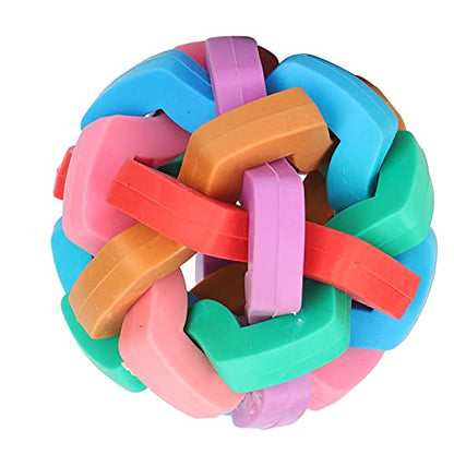 Zerodis Bell Ball Toy for Dogs Puppies Mini Pigs Interactive Squeak Pet Toy with Chew TPR Material Teething Relief Boredom Relief Training Fun (M) - size: M