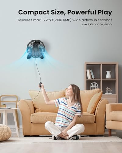 Koonie 8'' Wall Mount Fan, Quiet Small Wall Fan with Timer, 8.2ft Wired Remote, 80° Oscillation, 100° Adjustable, 3 Speeds High Velocity for RV Bedroom Kitchen Office Garage(Adapter Included) - color: Black Fan, size: 8in