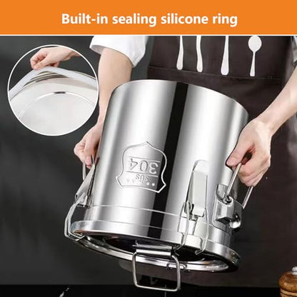Milk Barrel, 304 Stainless Steel Airtight Canister Milk Can with Lid Airtight Barrel Grain Containers Bucket Storage Containers for Kitchen,25 * 25Cm,40 * 40Cm - size: 40*40cm