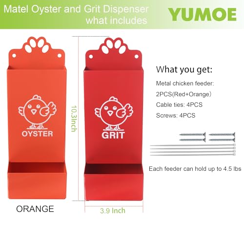 Metal Chicken Feeder Oyster Shell and Grit Dispensers for Chicken Coop Accessories - size: 4.5Lbs Feeder