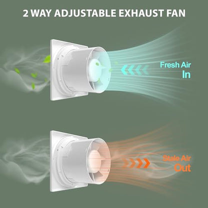 Bathroom Exhaust Fan 6 Inch Glass/Wall Mounted, Room Ventilation Fan Two-way Reversible EC Motor 10W,Air Vent Fan Remote Control with 70 Second Air Circulation,Four Speed Regulation, Low Noise,White - size: APC15-J-6in