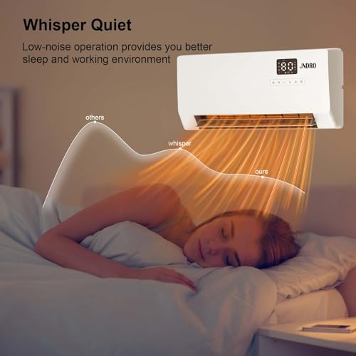 24-Inch Wall Mounted Electric Heater - 1500W Indoor Space Heater with LED Display, 3 Heat Settings, Oscillating Fan, Electric Heater for Bedroom Office Bathroom - size: 22.8" W