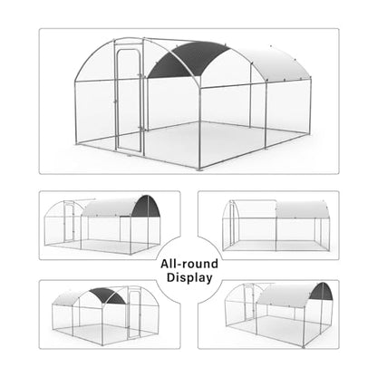 ORANLAND Large Metal Chicken Coop, 9.9x9.9x6.6ft Walk-in Chicken Runs with Cover, Dome Roof Chicken Pen with Security Lock, Outdoor Duck Rabbit Cage Poultry Pen for Backyard, Farm, Yard - size: 119.0"L x 119.0"W x 77.0"H