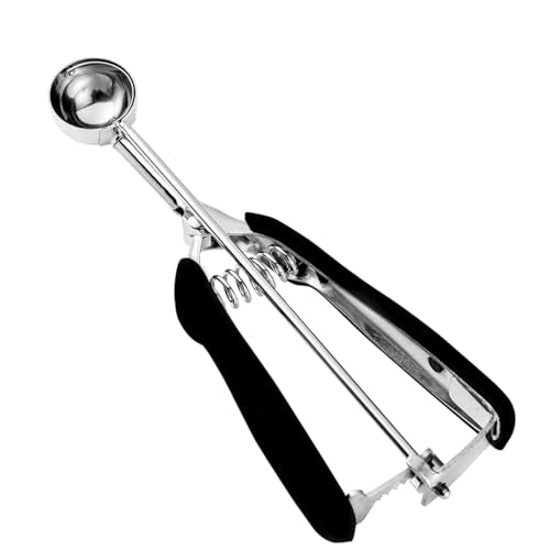 Mini Cookie Scoop 2 Tsp, Cookie Dough Scoop, 2 Teaspoons/ 10 ML, 2/3 Tablespoons, Melon Baller Scoops, 18/8 Stainless Steel, Comfortable Grip, For Cookie Melon Ice Cream Meatball - color: Black, size: #100/ 2 Tsp