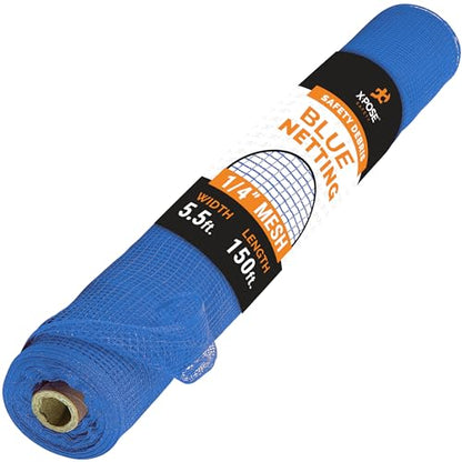 Xpose Safety Construction Safety Netting – 5.5' x 150', 1/4" Mesh Scaffold Safety Net, Temporary Material Roll, Visibility Fence, Heavy-Duty Fire Retardant, Blue - color: 4) Blue, size: 5.5' X 150' – 1/4" Mesh