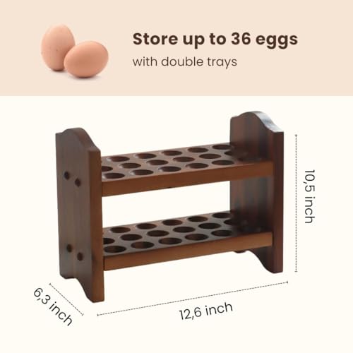 Egg Holder Countertop, Egg Storage and Egg Container for 36 Eggs, Fresh Egg Holder Countertop, Stackable Shelf Display Holder for Kitchen,Cute Egg Holder with Rustic Style, Light Brown