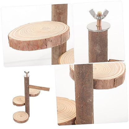Bird Parrot Perch Stand Platform Natural Wood Playground Paw Grinding Toy for Birds Easy to Install Safe and Chewing Activity for Parakeets Cockatiels and Lovebirds