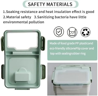 4 Pack Grain Food Storage Container, 20LB Airtight Rice Bin Storage Bucket with Spoon and Measuring Cup, Large Flour Dispenser Container Set 80LB Total Capacity, Green - color: 30lbs,4Pcs,Green