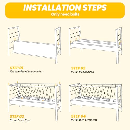 Upgraded 2 in 1 Livestock Pasture Feeder, Premium Stainless Steel Goat Hay Feeder, 5FT Long Feed Horse Hay Feeder with Durable Frame, Hay Rack for Horses,Foal,Cows, Goats