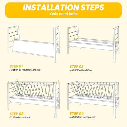 Upgraded 2 in 1 Livestock Pasture Feeder, Premium Stainless Steel Goat Hay Feeder, 5FT Long Feed Horse Hay Feeder with Durable Frame, Hay Rack for Horses,Foal,Cows, Goats