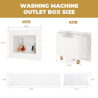 Premium Washing Machine Outlet Box, with Stainless Steel Water Hammer Arrestor, 1/2" Push-Fit x 3/4" MHT, Laundry Washer Valve Outlet Box with Clear Text Instructions - color: Push Fit/SS Arrestor/Optimized