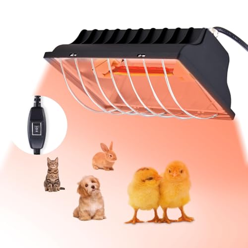 Chicken Coop Heat Lamp 250W Brooder Heating Plate for Chicks Hanging Light Heated Adjustable Temp with Anti-Fall Aluminum Alloy Lamp Shade Suitable for Poultry, Livestock & Small Pets - color: 2pc Black