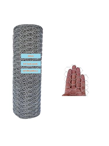 22GA Galvanized Hexagonal Poultry Netting Chicken Wire 12 inches x 50 feet x 1/2 inch Mesh for DIY Crafting, Pet Cages, Edge Fencing, Lawn Netting - size: 12"x50'-1/2" 22GA