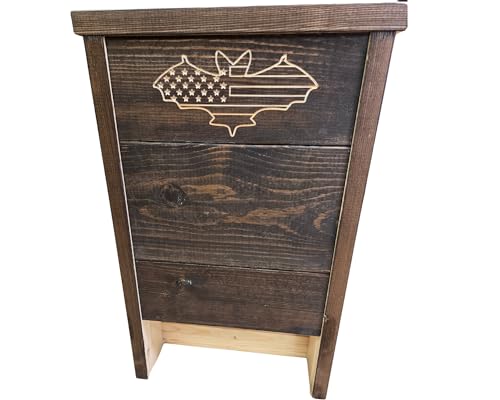 Made in USA- Brown Stained Pine Bat House, 2 Chamber Bat Box, Easy-to-Install Wooden Bat House Kit, Weather-Resistant Bat Houses for Outdoors, with Mounting Screws - Applewood Outdoor - style: 2 Chamber Brown
