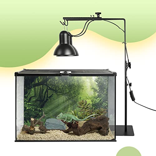 BETAZOOER Dual Reptile Lamp Stand Metal Adjustable Lamp Holder Light Fixture 15.5-37.5 Inch Reptile Glass Terrarium Amphibians/Terrestrial Vivarium