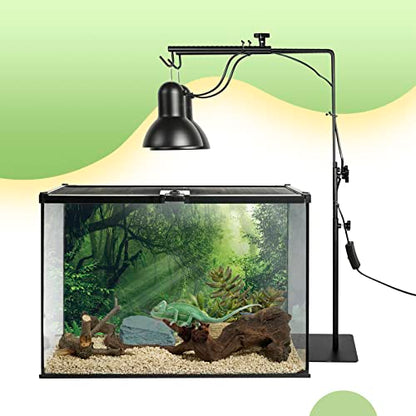 BETAZOOER Dual Reptile Lamp Stand Metal Adjustable Lamp Holder Light Fixture 15.5-37.5 Inch Reptile Glass Terrarium Amphibians/Terrestrial Vivarium