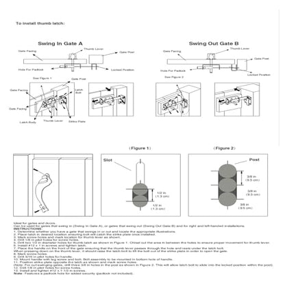 WellMade Heavy Duty Self-Locking Gate Latch Kit for Wooden/Vinyl Fence - 3.5" Spring Gate Hinge, 9" Handle & Thumb Latch, Automatic Locking,Outdoor Gate Hardware