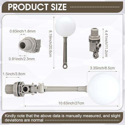 Cinnvoice 2 Pack 3/4" Float Valve for Water Tank with Adjustable Arm, Water Float Valve Ball for Automatic Shut off Livestock Waterer Pool