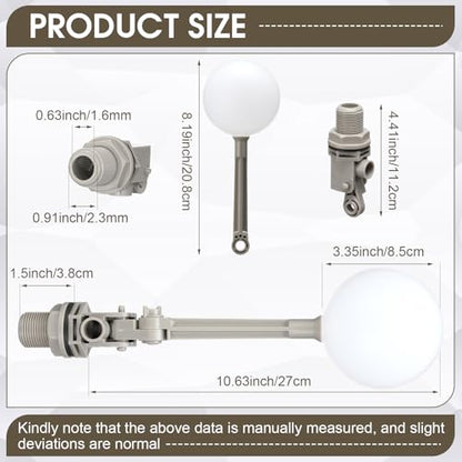 Cinnvoice 2 Pack 3/4" Float Valve for Water Tank with Adjustable Arm, Water Float Valve Ball for Automatic Shut off Livestock Waterer Pool