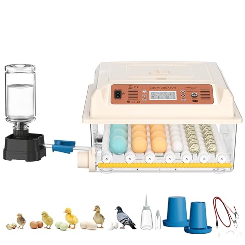 CoInceptus 36 Eggs Incubators for Hatching Eggs,Egg Incubator with 4 Auto Incubate Mode, Chicken Incubator with Humidity Display Auto Water Filling,Quail Incubator with Automatic Egg Turning(White) - color: White, size: 36 Egg