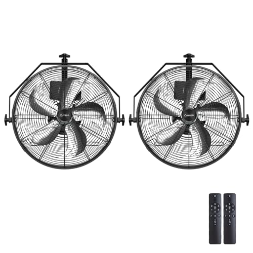 Amico 2 Packs 20 Inch Wall Mount Fan with Remote, 9-Speed Industrial Metal Fan, High Velocity Wall Fan with Brushless DC Motor, 4600 CFM Commercial Fans for Greenhouse, Warehouse, Shop, Patio