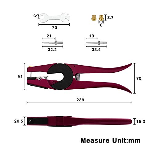 Ear Tag Applicator for Cows Cattle Goat Sheep Pig Animal Ear Tag Pliers Livestock Tool with 2 Replaceable Needle Pins