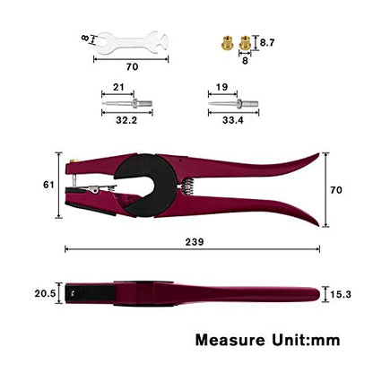 Ear Tag Applicator for Cows Cattle Goat Sheep Pig Animal Ear Tag Pliers Livestock Tool with 2 Replaceable Needle Pins