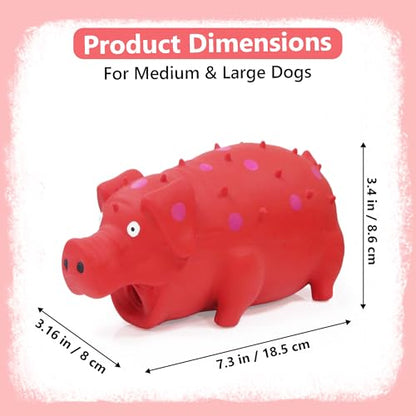Squeaky Pig Dog Toy that Oinks, Latex Pig 7.3 in Grunting Dog Toys, Durable Dog Chewing Toys for Small Medium Large Dogs(Red, 1 Pcs) - color: Red 20CM