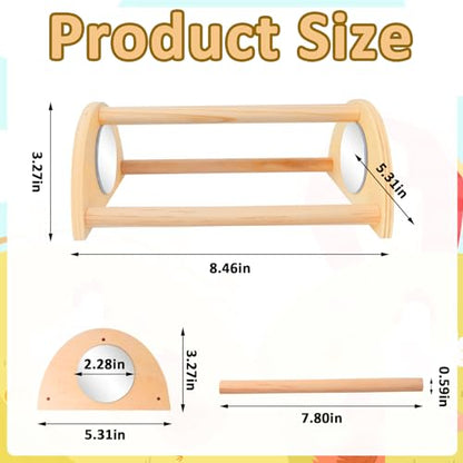 ALIBBON Mini Chicken Perch with Mirror Chick Strong Wooden Jungle Gym Roosting Bar Chicken Toys for Coop and Brooder Chick Training Perch for Large Bird Baby Chicks Parrot