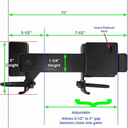 Black Powder Coated Commercial Strong Arm Double Gate Latch for Chain Link Fence – Securely Closes Two Gates Without Drop Rod, Fits 1-5/8" to 2" Frames, Heavy Duty Steel – Case of 4 - size: Black Commercial - Case of 4