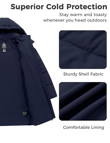 wantdo Women's Warm Winter Coat Hooded Puffer Jacket Long Parka (Available in Plus Size) - color: Navy, size: X-Large