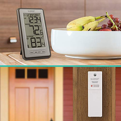 La Crosse WS-9160U-IT V3 Digital Wireless IN/OUT Thermometer with humidity | 24-hr time - color: Titanium