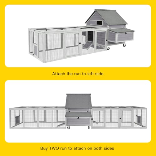 Aivituvin Chicken Coop Run Extension Rabbit Enclosure Outdoor Duck Hen Playpen - color: Grey, size: 79.0"L x 37.8"W x 20.7"H