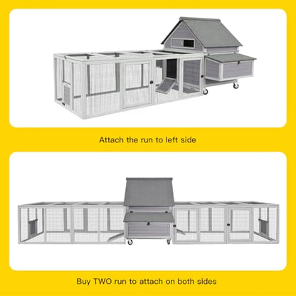 Aivituvin Chicken Coop Run Extension Rabbit Enclosure Outdoor Duck Hen Playpen - color: Grey, size: 79.0"L x 37.8"W x 20.7"H