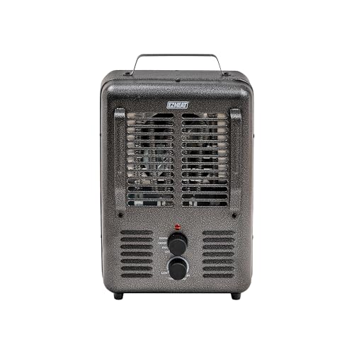 EZ-HEAT 1,500-Watt Portable Milkhouse Style Utility Space Heater with Adjustable Thermostat, Overheat Protection, and Safety Tip-Over Switch, Speckled Gloss, MTFH-01C - color: Gloss Black
